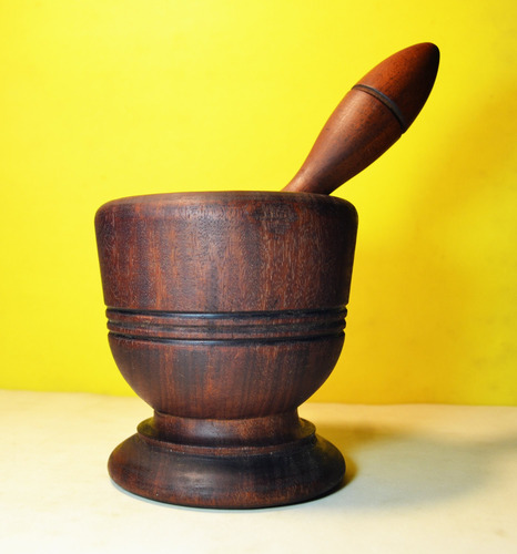 Mortero De Madera De Algarrobo Antiguo - En Rosario - (Usado)