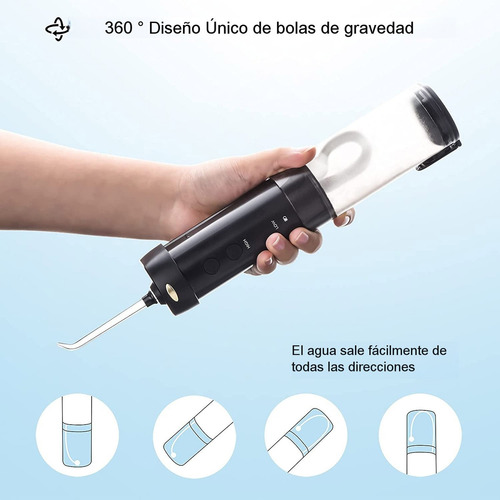 Irrigador Bucal Oral Compacto Belfia Hf-10 Con 5 Picos 200ml Recargable Portátil Ideal Para Traslados Viajes Quita Sarro Limpeiza Lengua Brackets Gingivitis Mal Aliento
