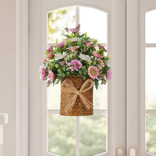 Front Door Solfing Basket Wralt Welcome Folhas De Eucalipto