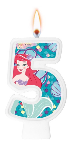 Número 5 - Vela Ariel Pequena Sereia - Bolo E Aniversário 