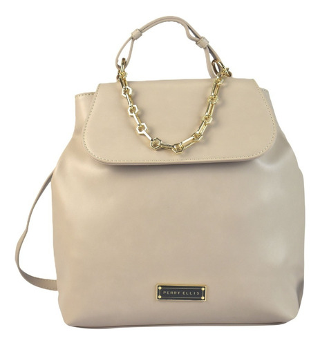 Bolsa Backpack Marca Perry Ellis Interior Amplio Color Beige