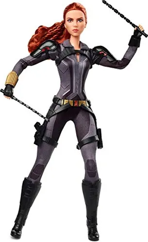 Muñeca Barbie Black Widow Viuda Negra Armada Y Articulada