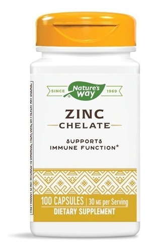 Quelato De Zinc Nature's Way 30mg Por Porción - 100 Cápsulas