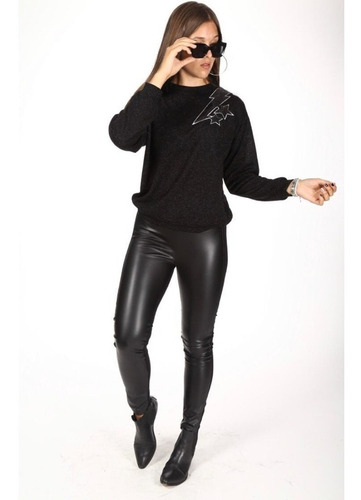 Imagen 2 de 3 de Leggings Combinada Pto Roma Pu