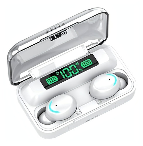 Fone de ouvido in-ear gamer sem fio TWS F9-5 BTH-F9-5 branco com luz LED
