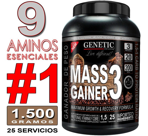 N°1 Mass Gainer 1.5kg Genetic Crecimiento Muscular Sostenido