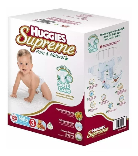 Huggies Supreme Pañales Etapa 3 Niño Y Niña 120 Piezas