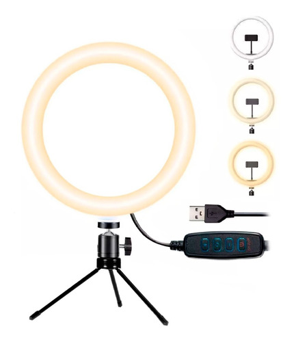 Anillo Luz Led Selfie Ring Celular Soporte Foto Camara 16 Cm