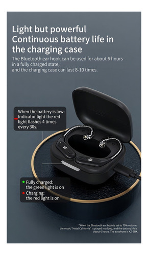 Módulo Tws Bluetooth 5.2 Kz Az09 Tipo C Com Microfone Preto Preto