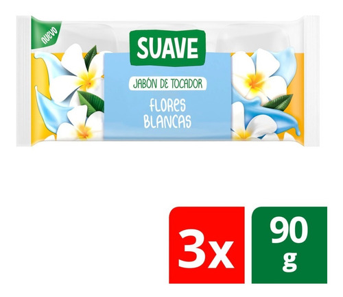 Jabón En Barra Suave Flores Blancas 3 X 90g