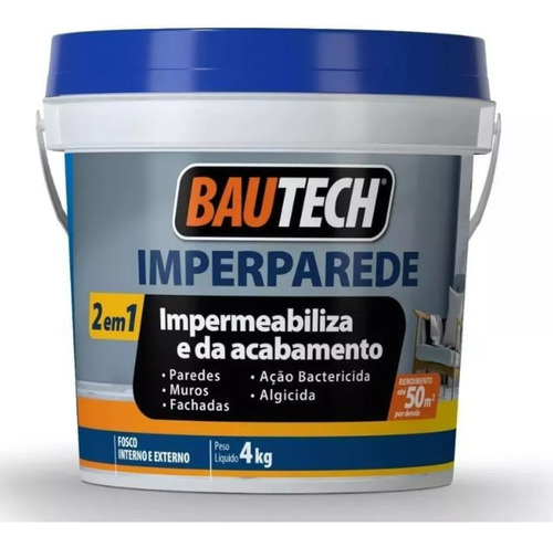 Imperparede Bautech Similar Ao Vedapren 4 Kg Impermeabiliza Acabamento Fosco Cor Gelo