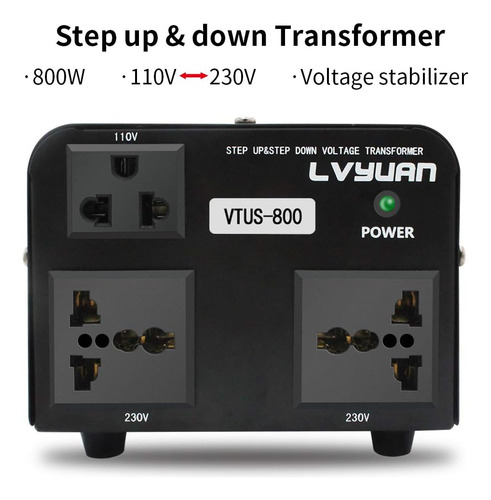 Transformador De Voltaje Lvyuan De 800 Vatios Step Up/down..