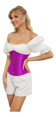 Corset Underbust Satinado Modelador Reductor Con 14 Ballenas