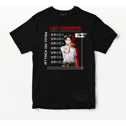 Remera Attack On Titan Levi Ackerman 004 (negra:) Ideas Mvd