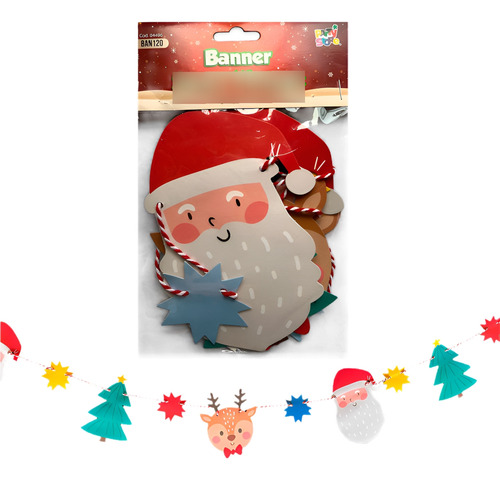 Guirnalda Banderin Banner Navidad Navideño Vintage 250cm Color Dorado - Rojo - Verde Guirnalda Navideña