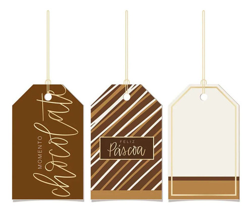 Tag Decorativa Presente De Páscoa Tons De Chocolate C/12
