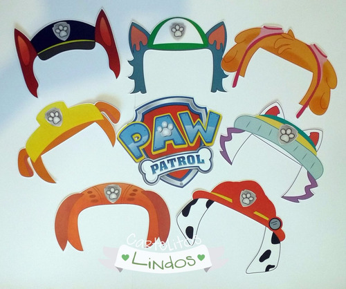 Props Photo Booth Personajes Paw Patrol X10 Unidades