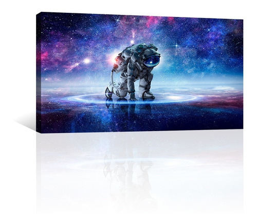 Cuadro Decorativo Espacio Canvas Astronauta Sobre Estrellas