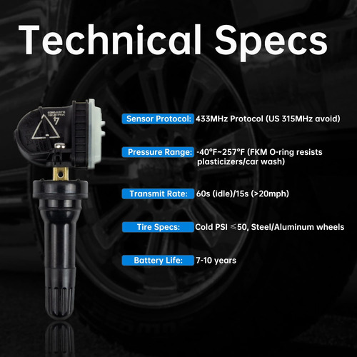 Kit Sensor Pressão Pneu Para Chevrolet S10 2017-2022