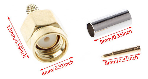 10 Peças Sma Macho Plug Crimpagem Rg174 Rg316 Lmr100 Cabo Rf