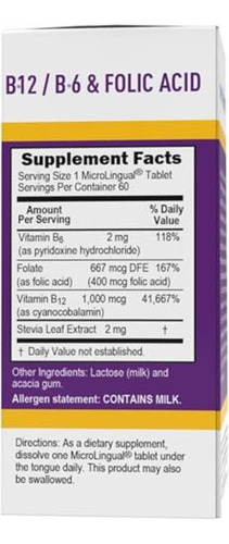 Superior Source Vitamina B-12 B6 Ácido Fólico 60 Tabletas