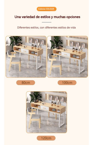 Mesa Para Manicurista De Madera Sencilla 2 Niveles 120cm Roble