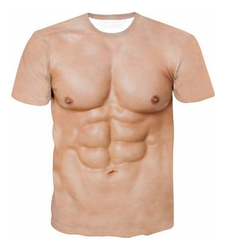 Divertido 3d Body Pattern Musclet-shirt Manga Corta Hombres