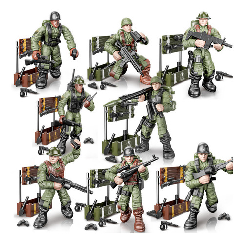Figuras De Acción De Soldado Articulado From 1:36, 8 Piezas