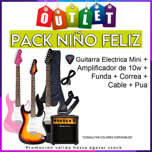 Combo Guitarra Electrica Niños + Amplificador Y Accesorios 