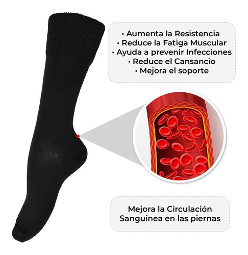 Imagen 4 de 7 de Calcetín Diabético 3 Unidades Unisex Sin Costuras Algodon