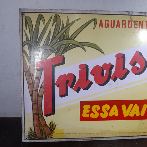 Imagem 4 de 5 de Placa Antiga Aguardente Trivisan Metal Usada Década 70
