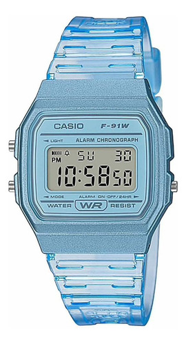 Relógio Casio Feminino Standard F-91ws-2df Azul