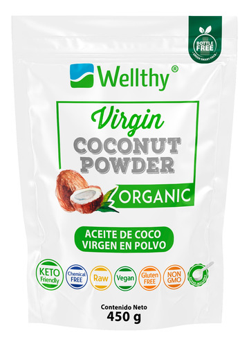 Aceite De Coco Virgen En Polvo 450 Gr En Polvo Wellthy