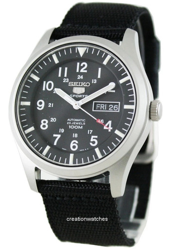 Imagen 3 de 7 de Reloj Seiko 5 Automatico Snzg15k Militar Hombre Malla Nylon