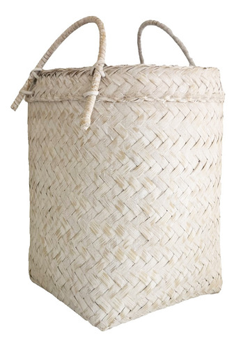 Canasto De Seagrass Blanco Con Manijas (small)