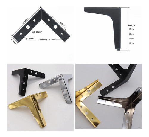 C-f 4 X Hierro Metal Muebles Pierna/pies Metal Sofá 10cm