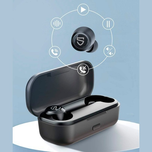 Imagen 5 de 12 de Auricular in-ear gamer inalámbrico Soundpeats Manos libres H1 negro con luz LED