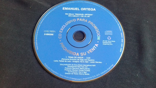 Cd Single Promocional Emanuel Ortega Tema De Amor