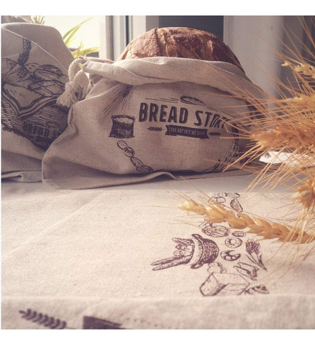 Bolsas Para Pan De Lino Natural, Paquete De 2, Grandes, 11 X