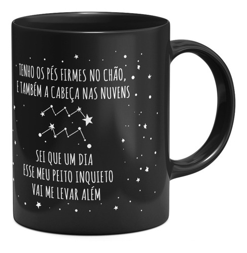 Caneca Signos Preta - Ela É De Aquário