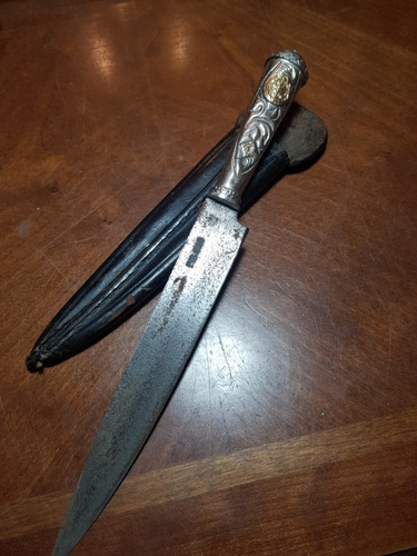 Cuchillo Criollo Plata Y Oro C/ Escudo Nacional Hoja Toledo