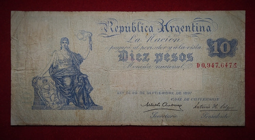 Billete 10 Pesos Caja De Conversión Signos 1904 Bottero 1469