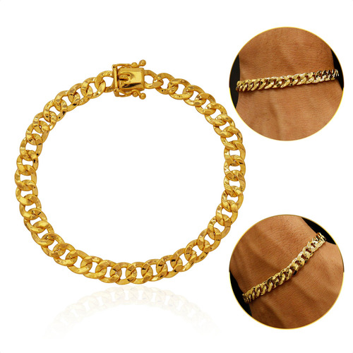 Pulseira De Moeda Antiga Banhada A Ouro 18k Elo Juntinho 6mm