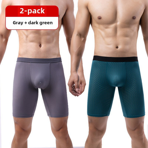 2 Piezas/malla Gris+verde - Pantalones Cortos Para Correr De