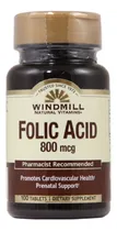 Comprar Vitaminas Acido Fólico Windmill 800 Mcg 100 Cápsulas