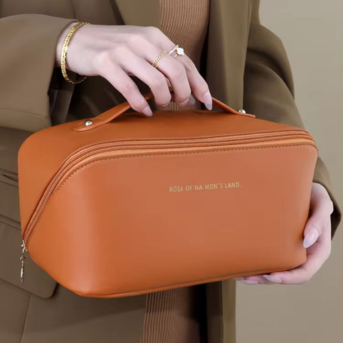Necessaire Feminina Maquiagem Viagem Bolsa Organizador Couro