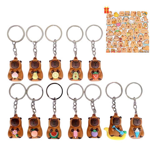 Llaveros Juguete De Silicon Capybara De Moda Regalos+sticker Chocolate