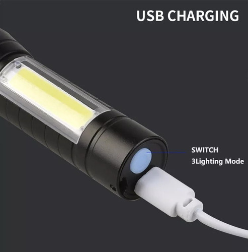 Minilinterna De Mano Tactica Recargable De Luz Led Fuerte