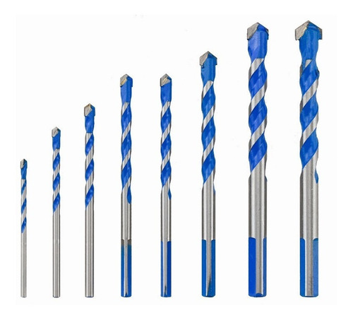 7 Peças De Brocas De Metal Duro Azul 3-12mm