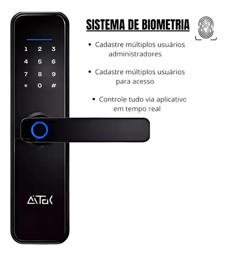 Fechadura Inteligente Eletrônica Card Smart Biométrica Preto